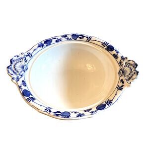 Antique LS&S Meissen Blue & White Onion Pedestal Vegetable Bowl Handles Marked